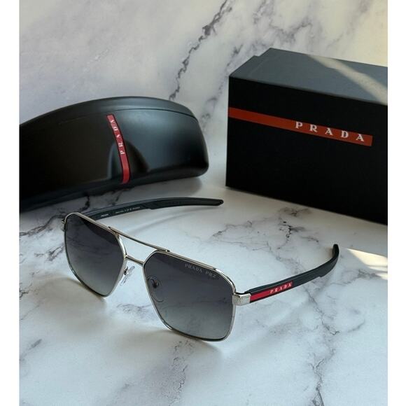 NEW Prada Sport PS55WS Sunglasses in Silver Polarized - Picture 1 of 5